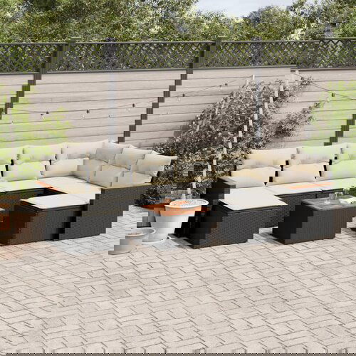 vidaXL 10-dijelni set vrtnih sofa s jastucima crni od poliratana Cijene