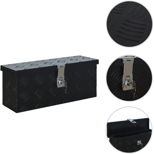 vidaXL Aluminijasta škatla 485x140x200 mm črna, (20767520) Cene