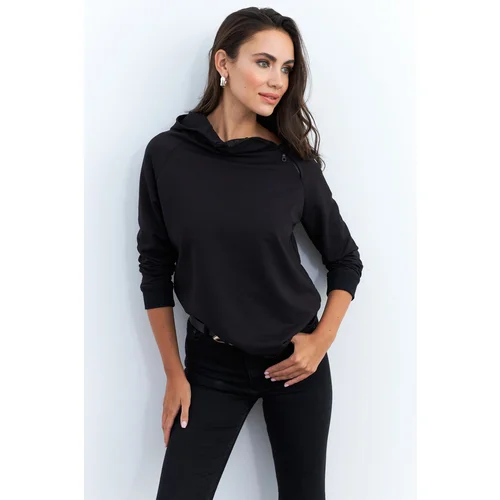 Cool & Sexy Women's Black Zippered Collar Sweatshirt TF11