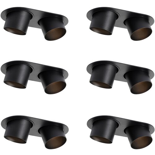 QAZQA Set van 6 inbouwspots zwart GU10 70mm kantelbaar 2-lichts - Installa Slike