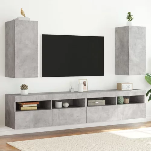  Zidni TV ormarići LED 2 kom siva boja betona 30,5 x 35 x 70 cm