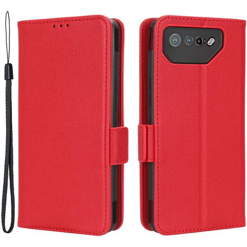INORCO Za telefon Asus ROG Phone 7 5G preklopno stojalo za telefon lupina PU usnjena denarnica proti padcu torbica s teksturo litchi telefonski ovitek, (22036932) Cene
