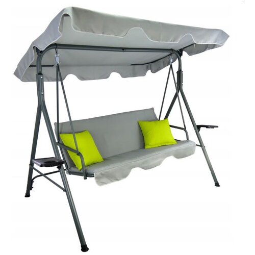 Garden Line Vrtna ljuljačka A‑TYPE 170 &amp;times; 118 &amp;times; 153 cm &amp;ndash; Siva s jastučićima u lime zelenoj boji Slike