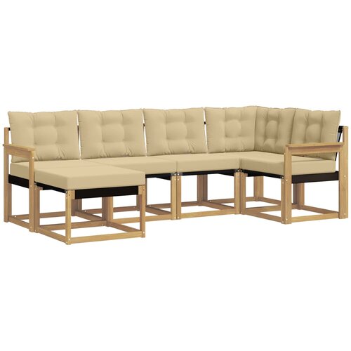 vidaXL Zunanja garnitura za sedenje z blazino 6 pcs Bela in bež, (5000282489) Cene