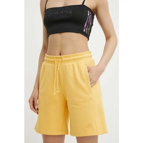 Adidas Kratke hlače ženske, rumena barva, IW1259