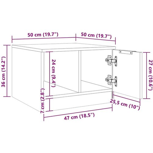 VidaXL Stolić za kavu boja staro drvo 50x50x36 cm konstruiranog drva Slike