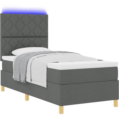  LED Box Spring Krevet Tamno siva 100 x 200 cm tkanina Slike