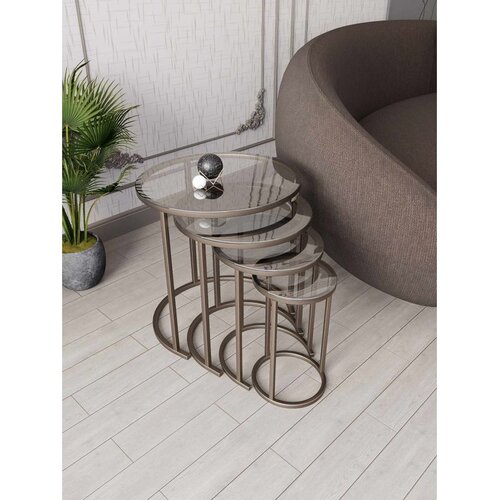 Hanah home Milas 4 set stolića (umetnuti), antik/providna (4 kom) Slike