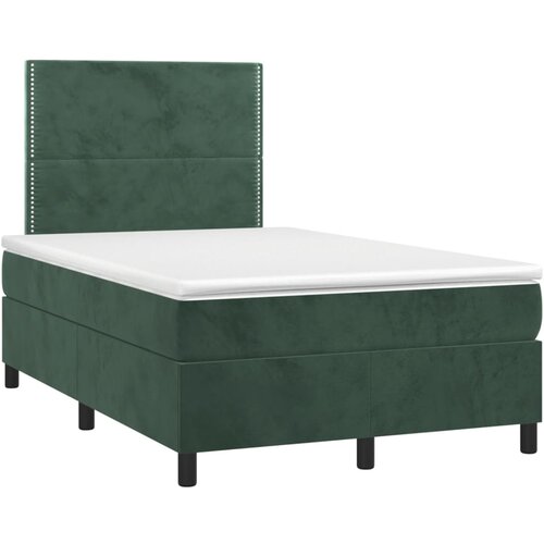 vidaXL Box spring postelja z vzmetnico temno zelen 120x190 cm žamet, (21128817) Cene