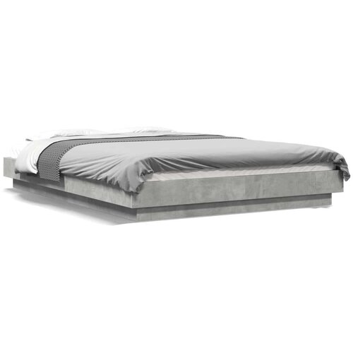  Okvir kreveta s LED svjetlima boja betona 120 x 190 cm drveni Cijene