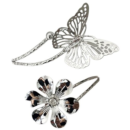 INF Komplet 2 kovinskih držal za zavese z metulji in cvetovi - eleganten dekor oken Silver, (5000071069) Cene
