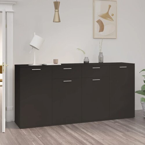 VidaXL Komoda črna 160x36x75 cm iverna plo&amp;scaron;ča Slike