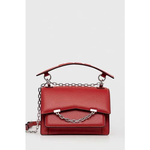 Karl Lagerfeld Usnjena torbica rdeča barva