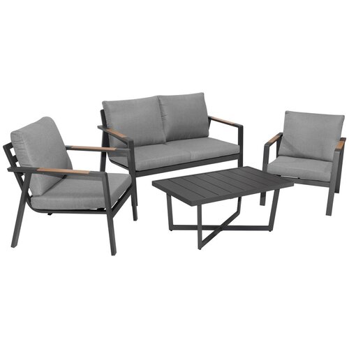  Aluminijski vrtni namje&amp;scaron;taj Sofa + dvije fotelje + stol sive boje Slike