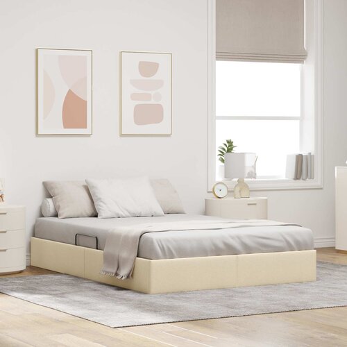  Otomanski krevet s pohranom Krema 140 x 200 cm tkanina Cijene