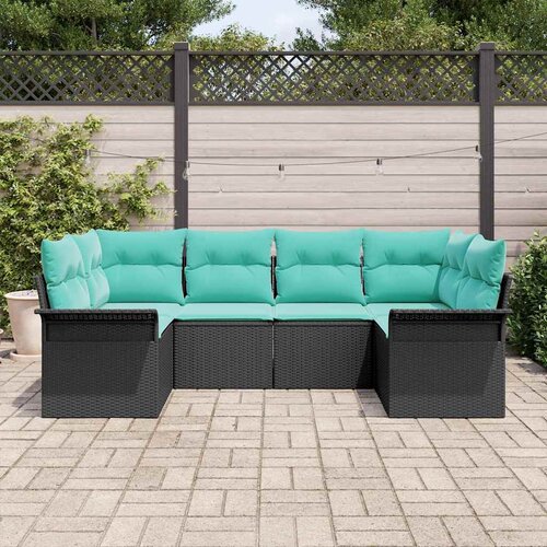  Sjedeća garnitura za vrt 6 kom. Crna Poli ratan 234 x 132.5 x 85 cm Slike