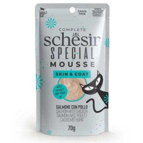 Schesir Schesir Cat Special Mousse Skin&Coat Losos in Pi&scaron;čanec 70 g vrečka Cene