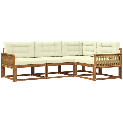 vidaXL Zunanja garnitura za sedenje z blazino 4 pcs Naravna in smetana, (5000280470) Cene