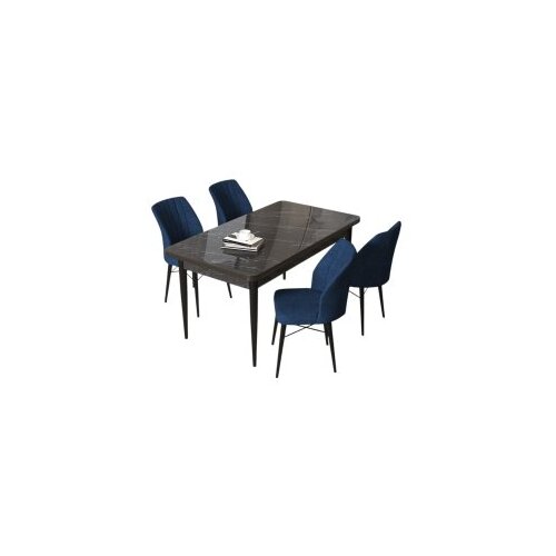 Hanah home set trpezarijski sto i 4 stolice arp black marble navy blue Cene