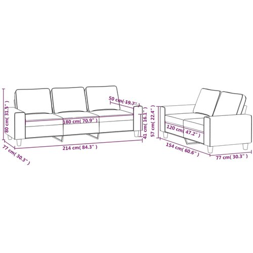  2-dijelni set sofa smeđi od tkanine Slike