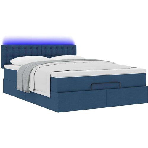 vidaXL Otomanski okvir kreveta s madracem plavi 140x200cm od tkanine Cijene