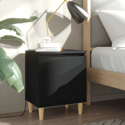 vidaXL noćni ormarić s nogama od masivnog drva crni 40 x 30 x 50 cm Cijene