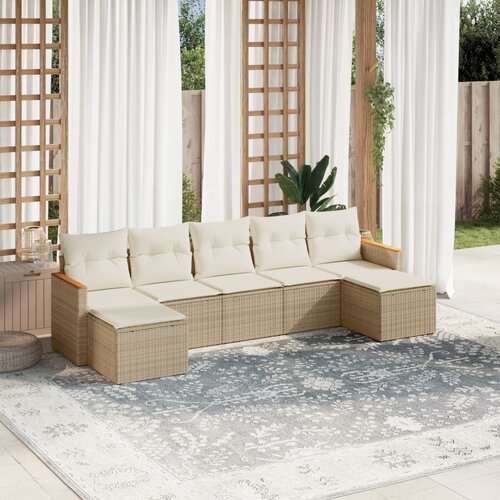  7-dijelni set vrtnih sofa od poliratana s jastucima bež 61 x 62 x 69 cm Cene