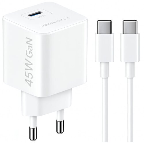 Honor originalni zidni punjač 45 W 3 A 1 x USB-C s USB-C kabelom bijeli Slike