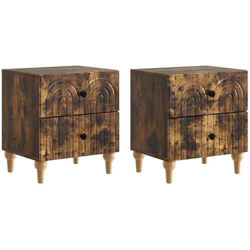 vidaXL Nočna omarica s predalom 2 pcs Dimljen hrast 43 x 34,5 x 48 cm, (5000209534) Cene