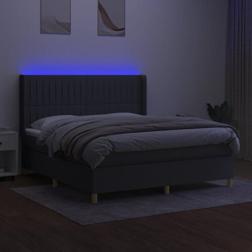  box spring s madracem LED tamnosivi 160x200 cm tkanina Slike