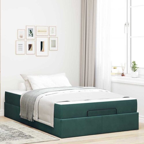 VidaXL Konstrukcija postelje Temno zelena 120 x 190 cm Žamet Slike