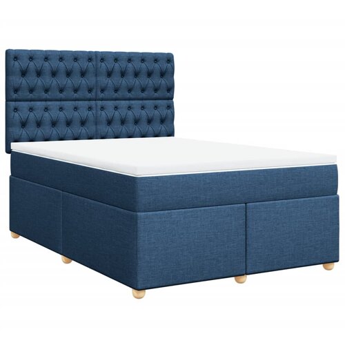 vidaXL Box spring postelja z vzmetnico modra 140x190 cm blago, (21307682) Cene