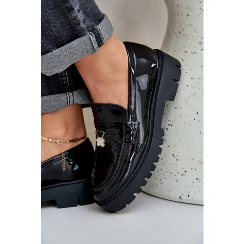 PS1 Lacquered Women&amp;#039;s Moccasins With Teddy Bear Black Wulinea Slike