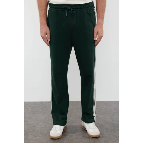 Trendyol Emerald Green Straight Cut Stripe Detailed Sweatpants