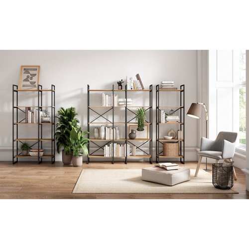 Marckeric Črn/naravni regal v hrastovem dekorju 58x175 cm Dusan &amp;ndash; Slike
