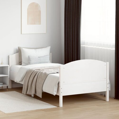 Furnova Posteljni okvir brez vzmetnice bel 100x200 cm trdna borovina, (21941913) Slike