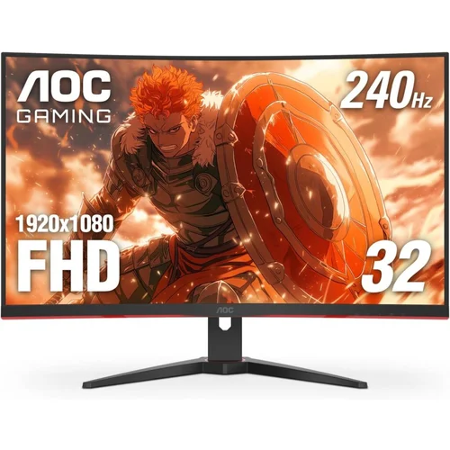 AOC Monitor LED C32G2ZE 32” Gaming Curved 240Hz (31.5“, 16:9, 1920×1080, VA, Antiglare + 3H,...