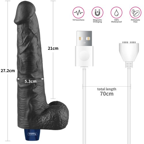 Lovetoy 2024 Real Softee Rechargeable Vibrating Dildo 10.5&amp;quot; Black Slike