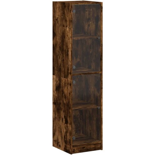 Maison Chic Visoka omara - Komoda - Predalnik s steklenimi vrati dimljeni hrast 35x37x142 cm, (21721100) Cene