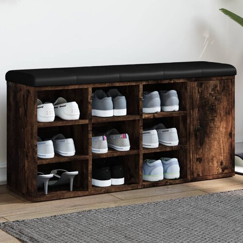 vidaXL Klupa za cipele boja dimljenog hrasta 102 x 32 x 50 cm drvena Cijene
