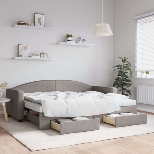 VidaXL dnevni krevet na razvlačenje smeđesivi 80 x 200 cm od tkanine Slike