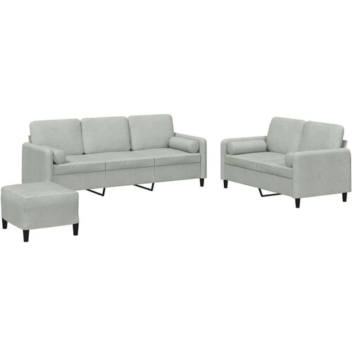 Maison Chic Sedežna garnitura - kavč 3-delna z vzglavniki svetlo siv žamet, (21728704) Cene