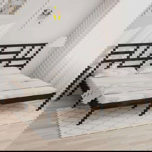  Posteljni okvir črn iz trdnega lesa 200x200 cm, (20647790) Slike