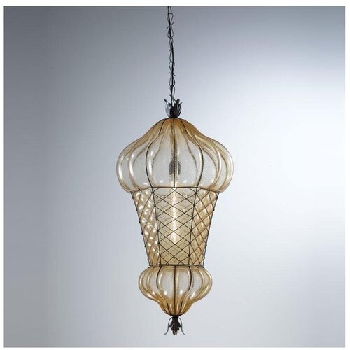  SIRU - Luster na lancu BAB&Agrave; 1xE27/60W/230V prečnik 30 cm bež/smeđa venecijansko staklo Cene
