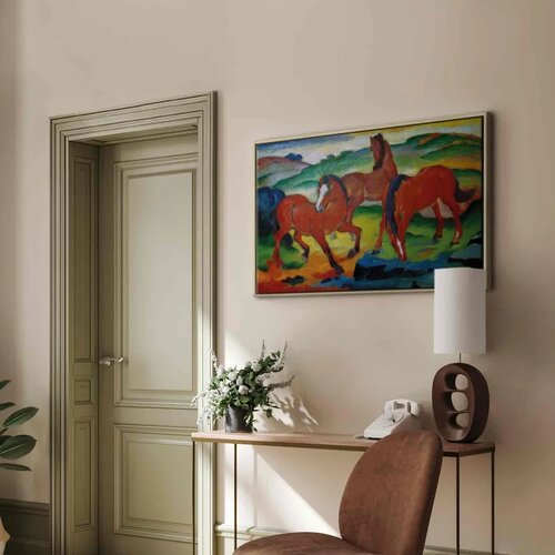  Slika - Franz Marc &amp;ndash; The Red Horses (Grazing Horses IV) 120x80 U prirodnom drvenom okviru Slike