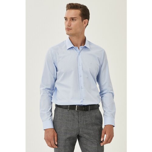 ALTINYILDIZ CLASSICS Men's Light Blue Slim Fit Slim Fit Classic Collar Cotton Shirt Slike