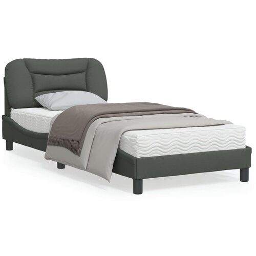 VidaXL Posteljni okvir z vzglavjem temno siv 90x200 cm blago Slike