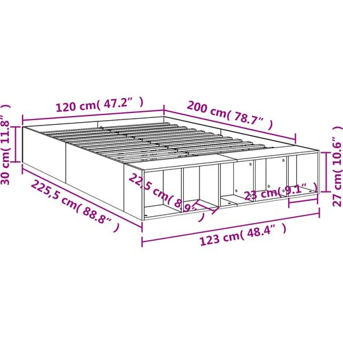  Okvir za krevet boja hrasta 120 x 200 cm od konstruiranog drva Slike