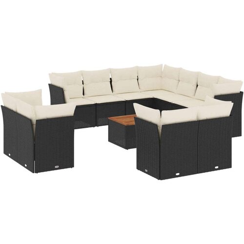 vidaXL 12-dijelni set vrtnih sofa od poliratana s jastucima crni Cijene