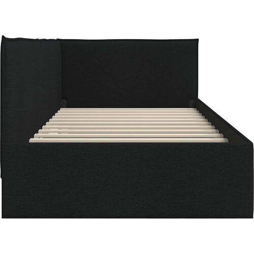  Kutni okvir kreveta s uzglavljem Crna 90 x 190 cm tkanina Slike